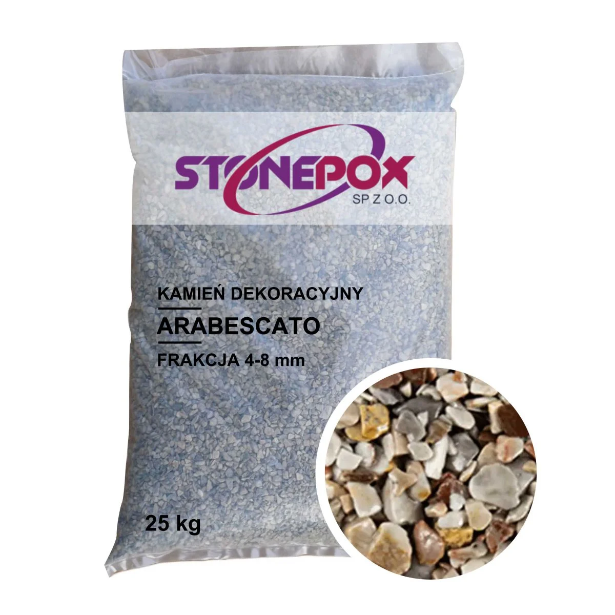 Kamień dekoracyjny Arabescato 4/8 mm – 25 kg. Kamienny Dywan