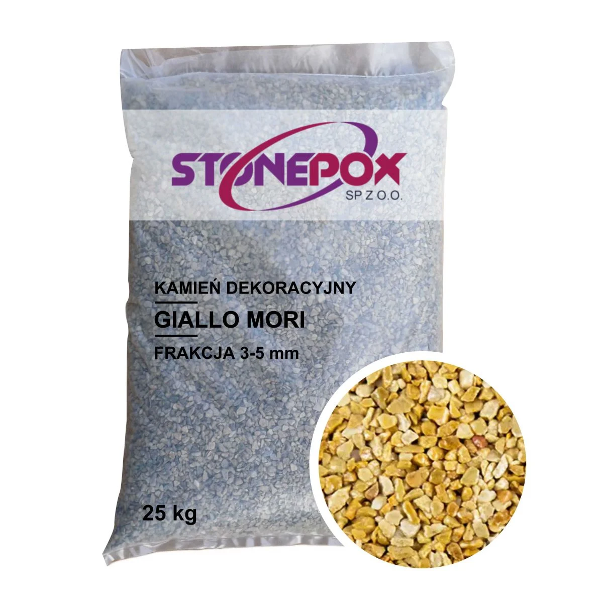 Kamień dekoracyjny Giallo Mori 1/4 mm – 25 kg. Kamienny Dywan