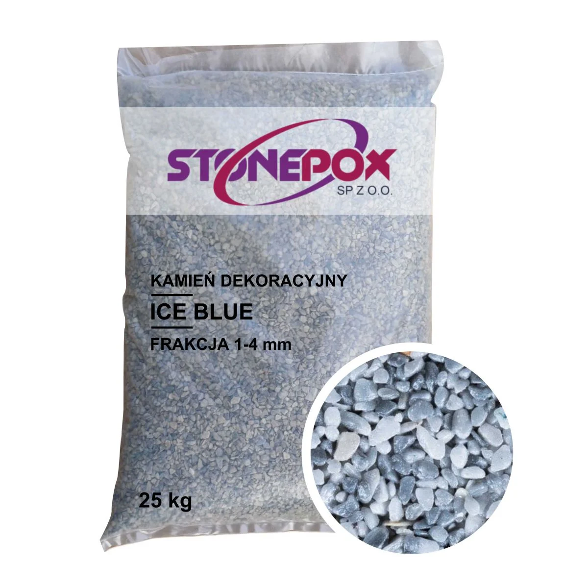 Kamień dekoracyjny Ice Blue 1/4 mm – 25 kg. Kamienny Dywan