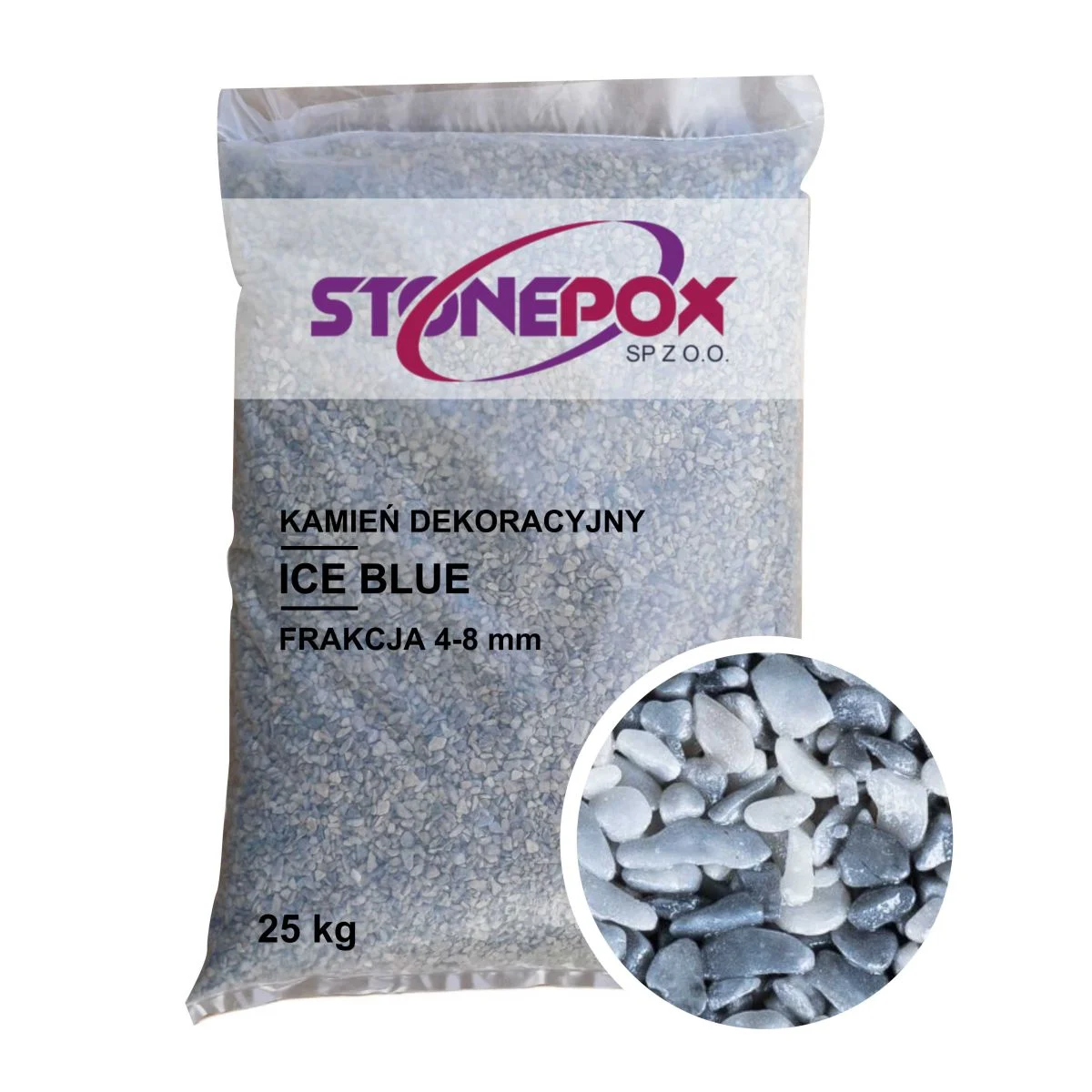 Kamień dekoracyjny Ice Blue 4/8 mm – 25 kg. Kamienny Dywan