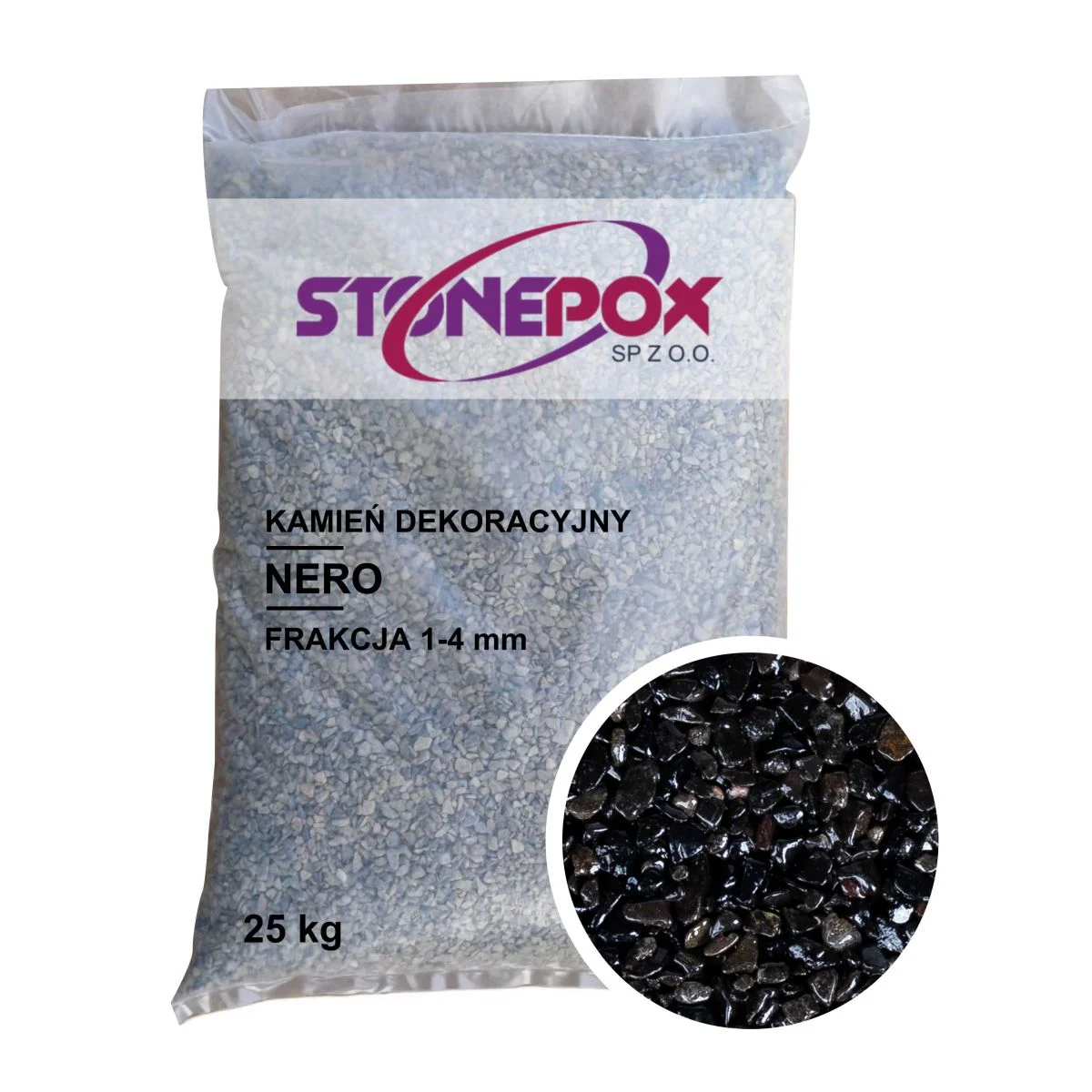 Kamień dekoracyjny Nero 1/4 mm – 25 kg. Kamienny Dywan