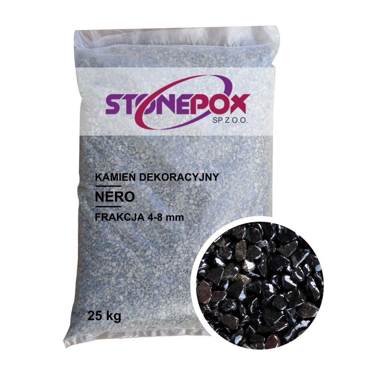 Kamień dekoracyjny Nero 4/8 mm – 25 kg. Kamienny Dywan