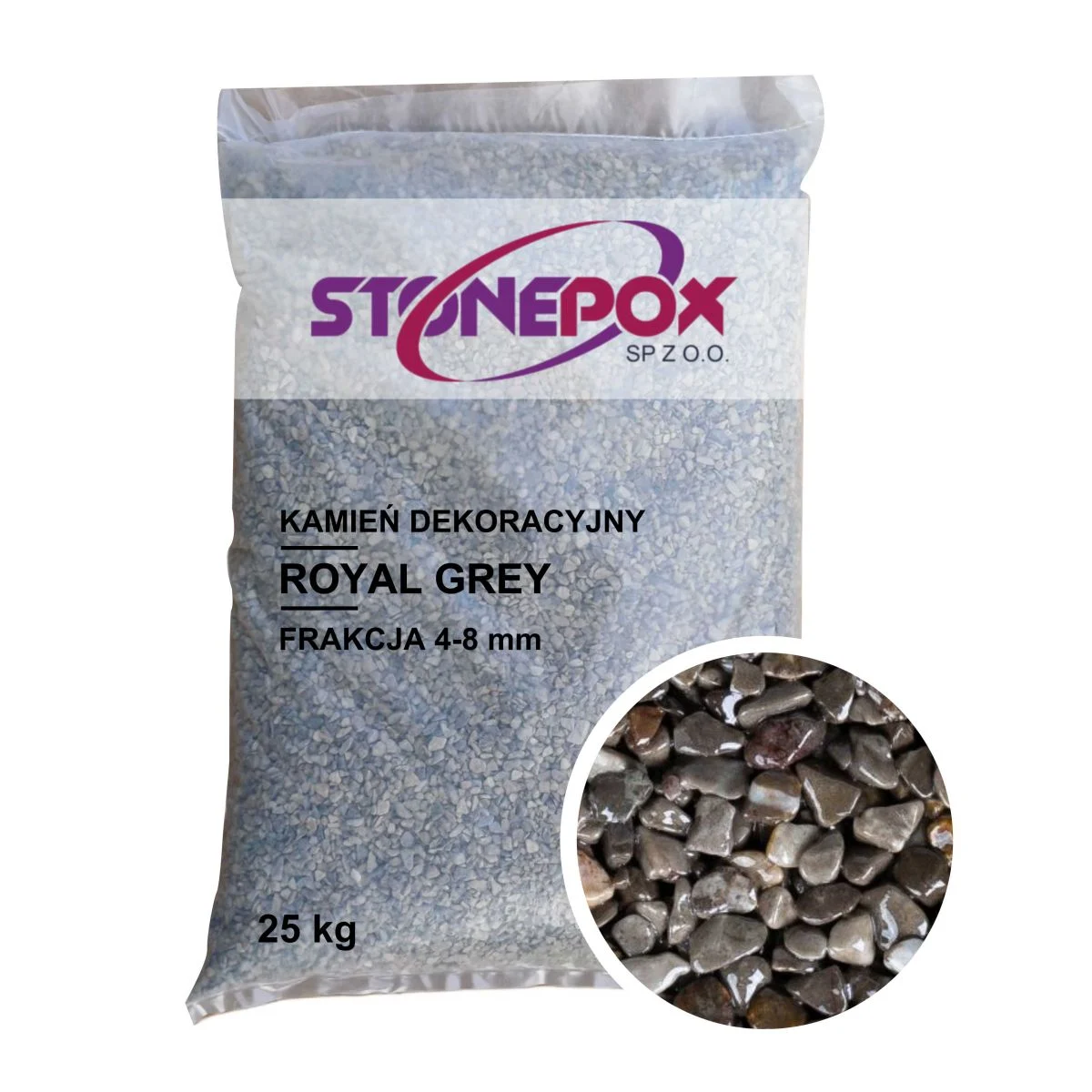 Kamień dekoracyjny Royal Grey 4/8 mm – 25 kg. Kamienny Dywan