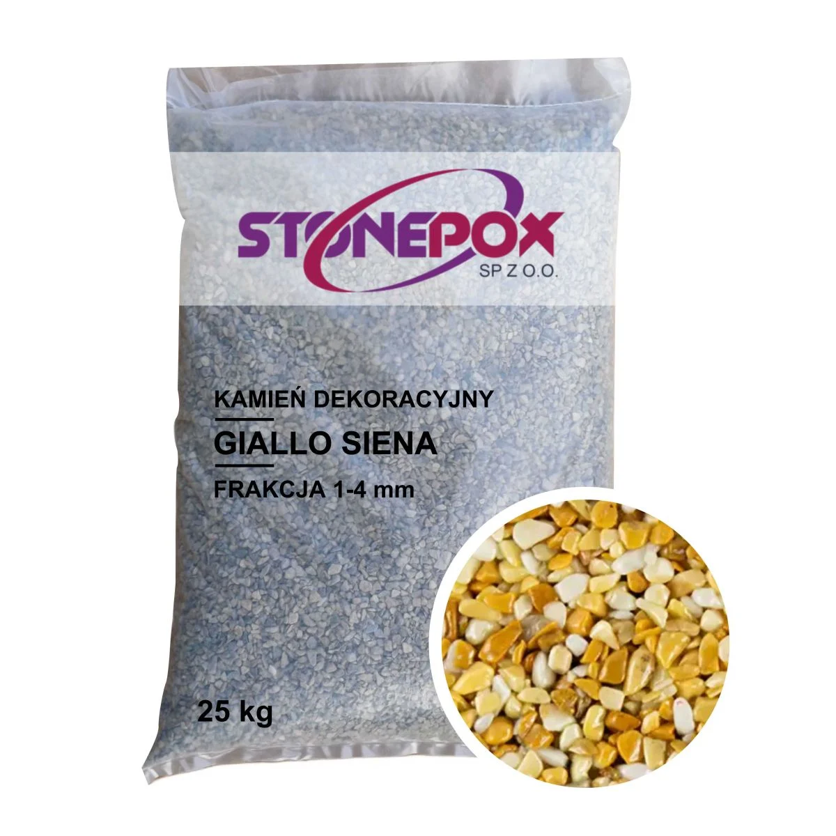 Kamień dekoracyjny Giallo Siena 1/4 mm – 25 kg. Kamienny Dywan