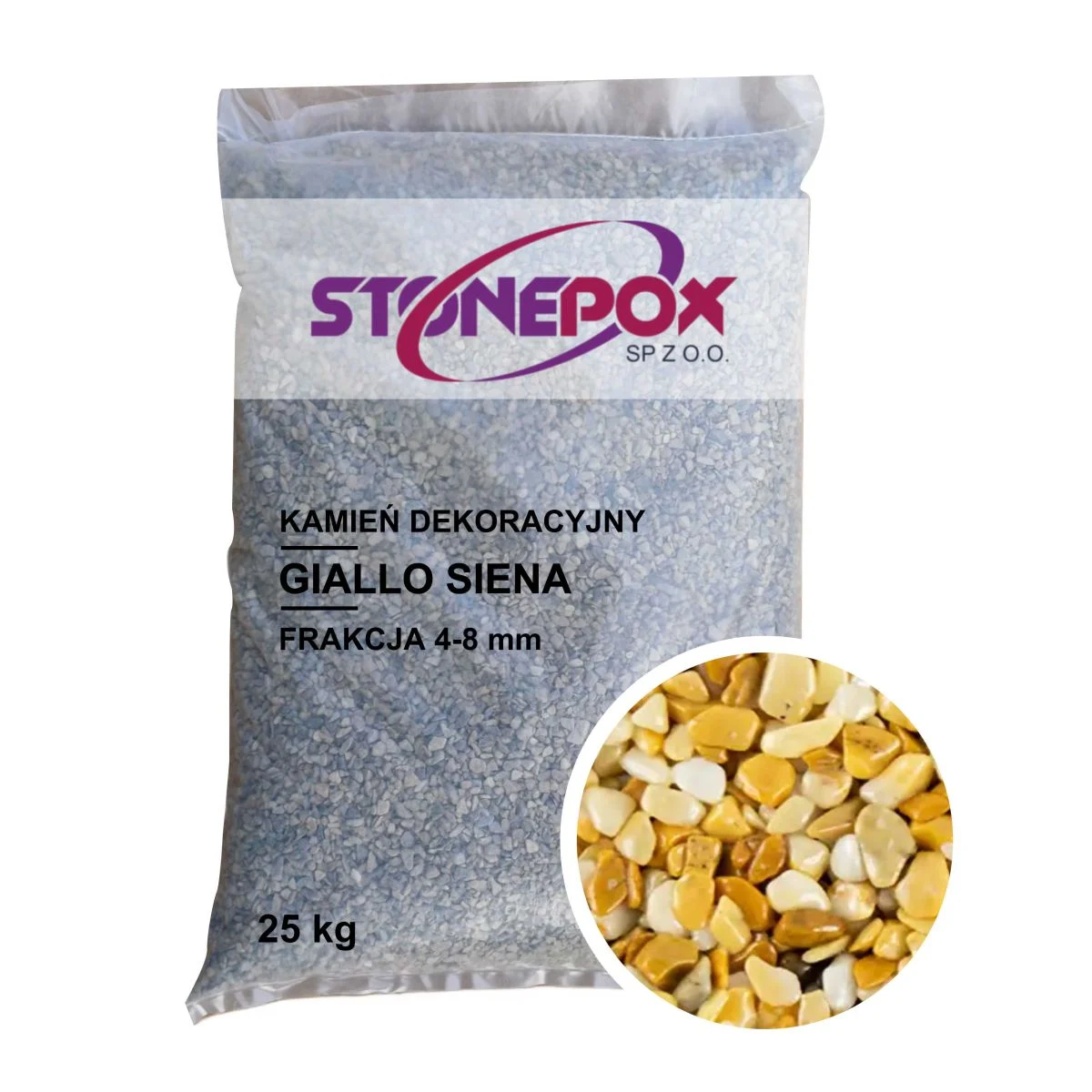 Kamień dekoracyjny Giallo Siena 4/8 mm – 25 kg. Kamienny Dywan