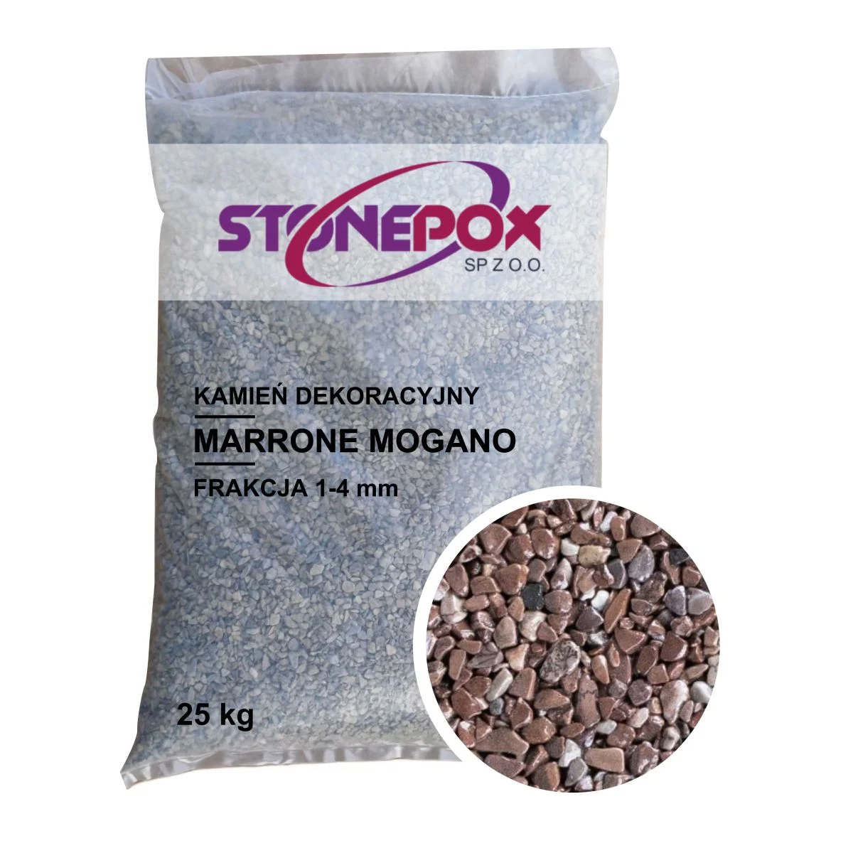 Kamień dekoracyjny Marrone Mogano 1/4 mm – 25 kg. Kamienny Dywan