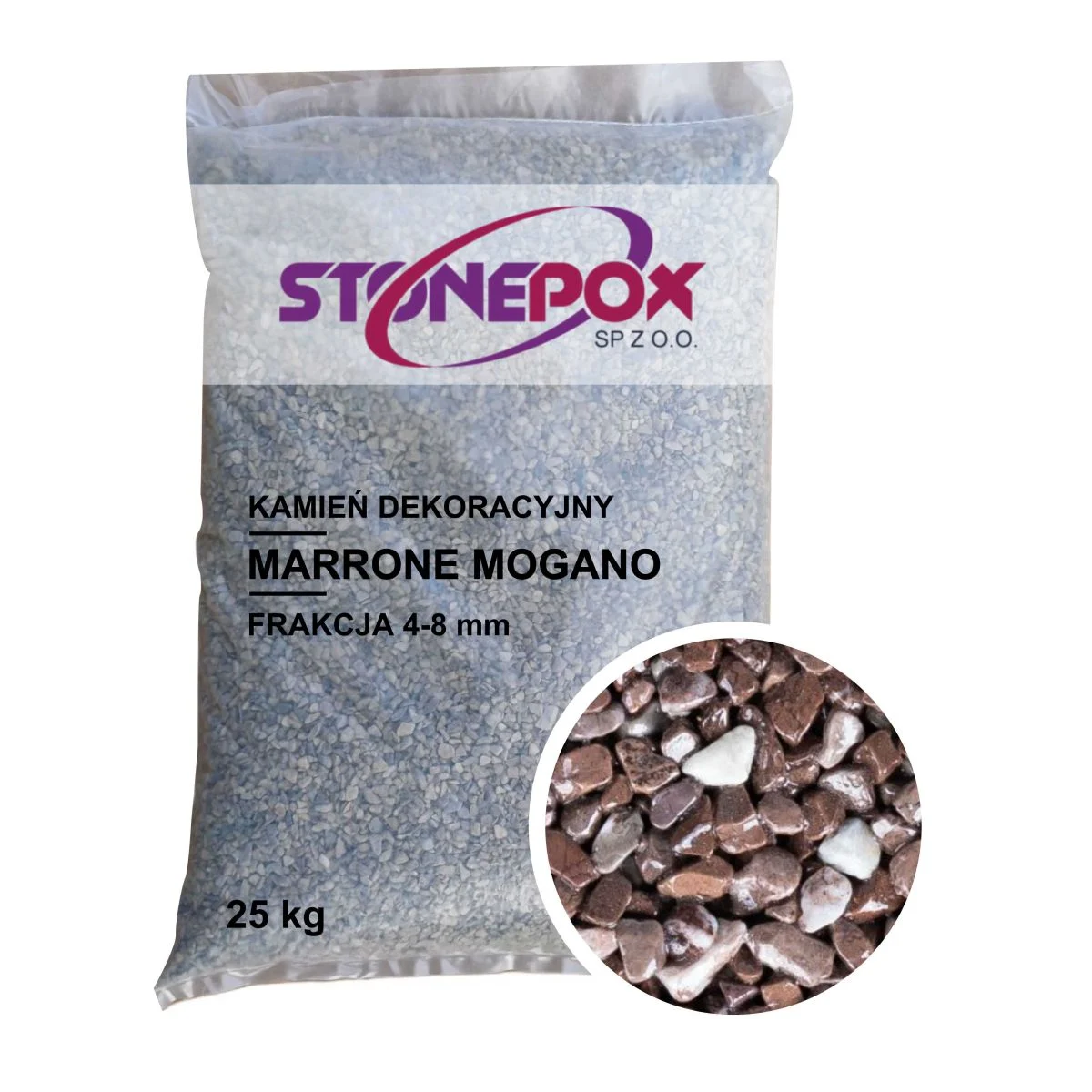 Kamień dekoracyjny Marrone Mogano 4/8 mm – 25 kg. Kamienny Dywan