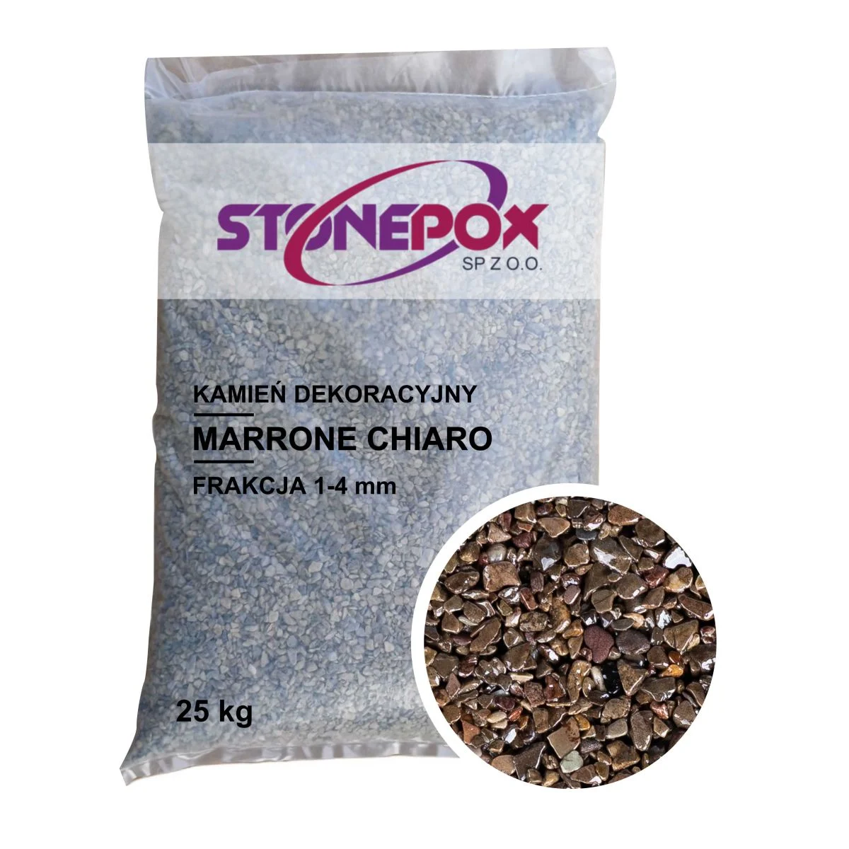 Kamień dekoracyjny Marrone Chiaro 1/4 mm – 25 kg. Kamienny Dywan