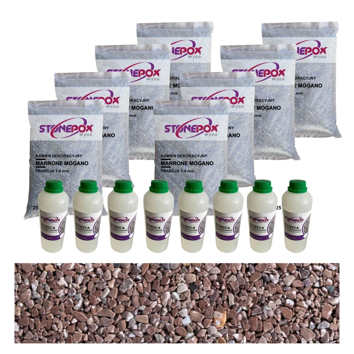 Marrone Mogano 4-8 mm – zestaw na 10m2