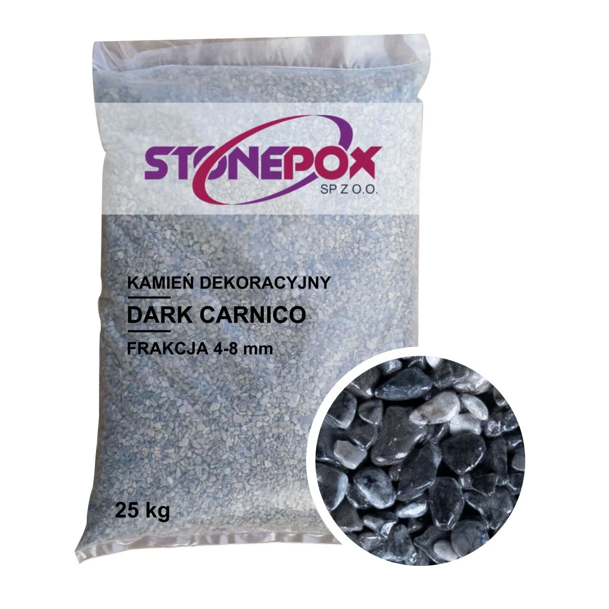 Kamień dekoracyjny Dark Carnico 4/8 mm – 25 kg. Kamienny Dywan